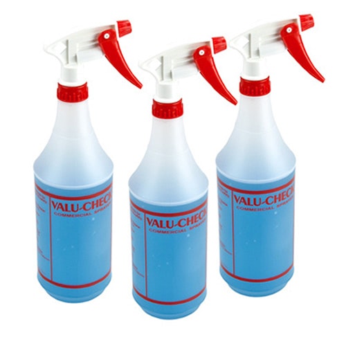 32 oz. Natural HDPE ValuCheck Commercial Spray Bottle with Red & White Polypropylene Sprayer - Pack of 3