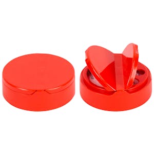 63/485 Red 3 Hole Dual Door Spice Cap with Heat Induction Liner for PET Jars