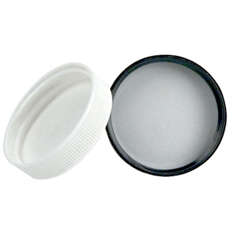 48/400 White Polypropylene Cap with Pressure Sensitive Liner
