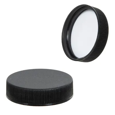 43/400 Black Ribbed Polypropylene Cap with F217 Liner