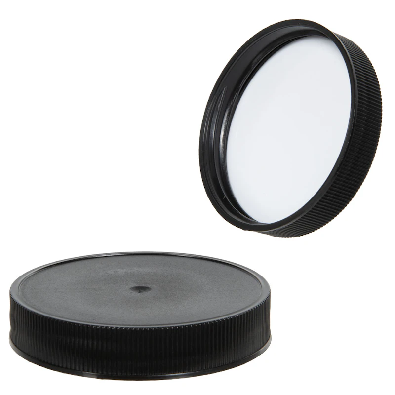 58/400 Black Ribbed Polypropylene Cap with F217 Liner