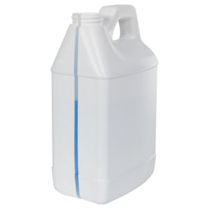 64 oz. White HDPE F-Style Jug with Window Strip with 38/400 Neck (Cap Sold Separately)