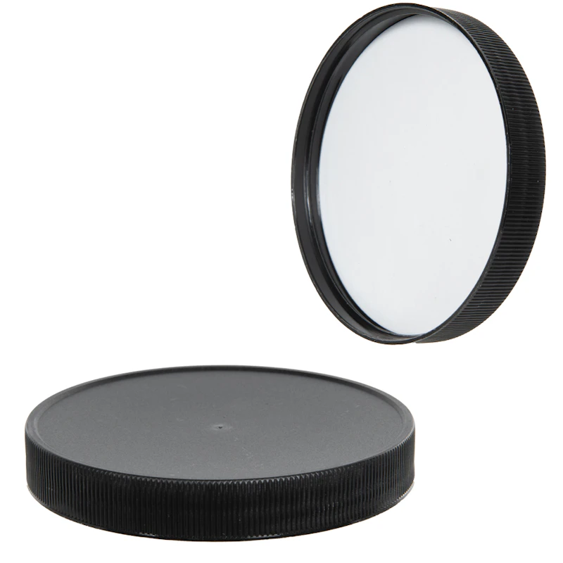 110/400 Black Polypropylene Cap with Pressure Sensitive Liner