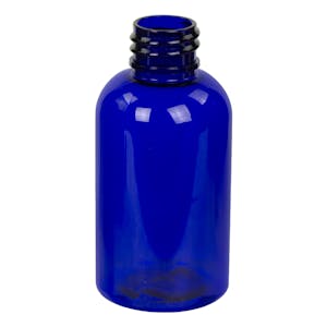 2 oz. Cobalt Blue PET Squat Boston Round Bottle with 20/410 Neck (Caps Sold Separately)