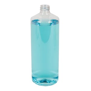 32 oz. Clear PET Cylindrical Bottle with 28/410 Neck (Caps sold separately)