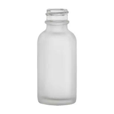 1 oz. Clear Frosted Glass Boston Round Bottle with 20/400 Neck (Cap Sold Separately)