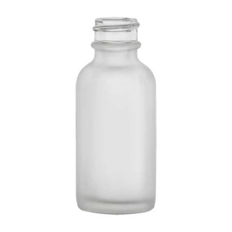 1 oz. Clear Frosted Glass Boston Round Bottle with 20/400 Neck (Cap Sold Separately)