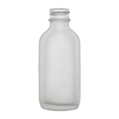 2 oz. Clear Frosted Glass Boston Round Bottle with 20/400 Neck (Cap Sold Separately)