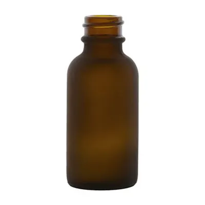 1 oz. Amber Frosted Glass Boston Round Bottle with 20/400 Neck (Cap Sold Separately)