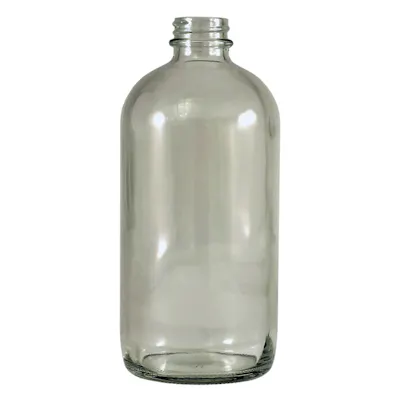 16 oz. Clear Glass Boston Round Bottle with 28/400 Neck (Cap Sold Separately)