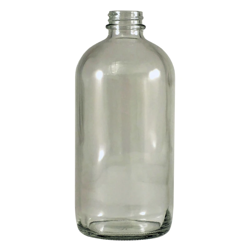 16 oz. Clear Glass Boston Round Bottle with 28/400 Neck (Cap Sold Separately)
