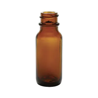 1/2 oz. Amber Glass Boston Round Bottle with 18/400 Neck (Cap Sold Separately)