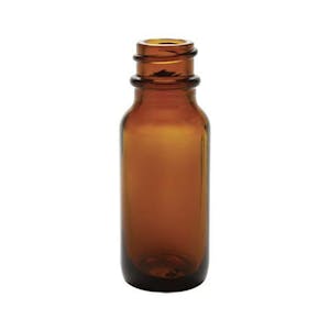 1/2 oz. Amber Glass Boston Round Bottle with 18/400 Neck (Cap Sold Separately)