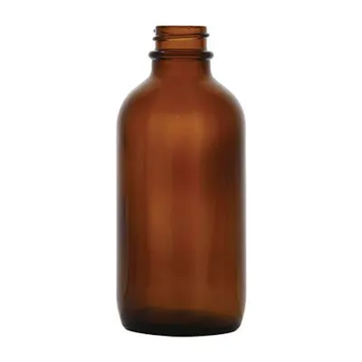 4 oz. Amber Glass Boston Round Bottle with 22/400 Neck (Cap Sold Separately)