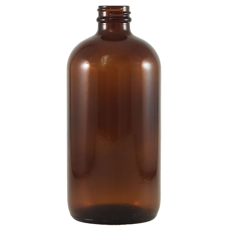 16 oz. Amber Glass Boston Round Bottle with 28/400 Neck (Cap Sold