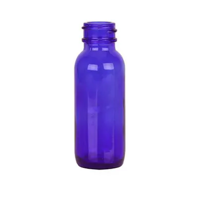 1/2 oz. Cobalt Blue Glass Boston Round Bottle with 18/400 Neck (Cap Sold Separately)