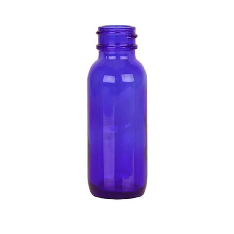 1/2 oz. Cobalt Blue Glass Boston Round Bottle with 18/400 Neck (Cap Sold Separately)