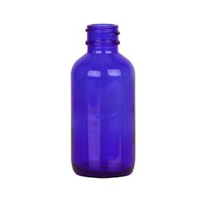 2 oz. Cobalt Blue Glass Boston Round Bottle with 20/400 Neck (Cap Sold Separately)