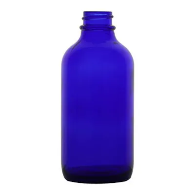 4 oz. Cobalt Blue Glass Boston Round Bottle with 22/400 Neck (Cap Sold Separately)