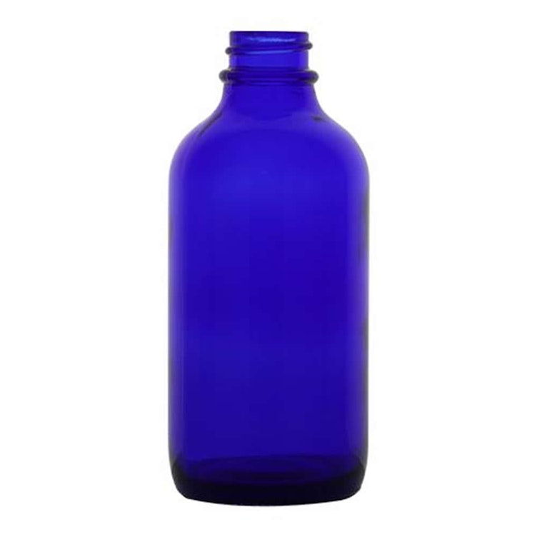 4 Oz Cobalt Blue Glass Boston Round Bottle With 22 400 Neck Cap Sold Separately U S