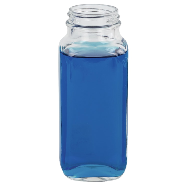 8 oz. Wide Mouth French Square Glass Bottle with 43/400 Neck  (Cap Sold Separately)