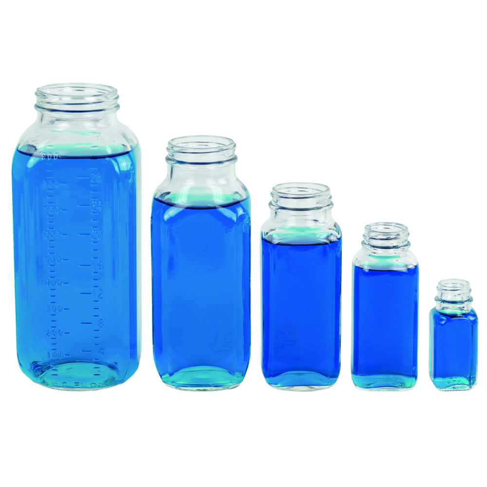 Wide Mouth French Square Glass Bottles U.S. Plastic Corp