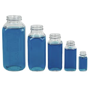 Wide Mouth French Square Glass Bottles