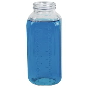 32 oz. Wide Mouth French Square Glass Bottle with 58/400 Neck & Graduations  (Cap Sold Separately)