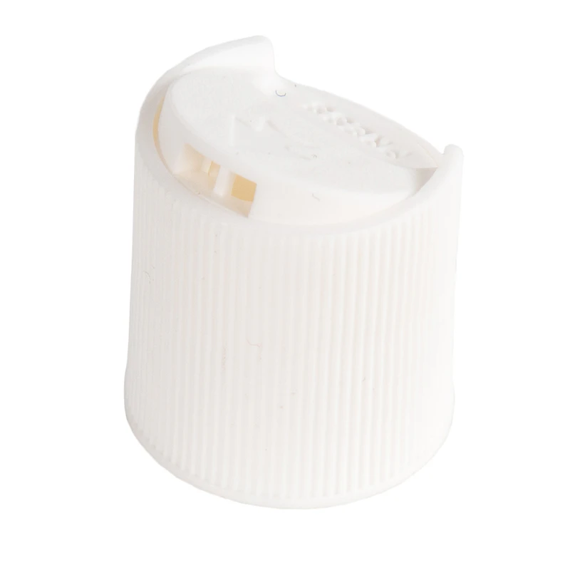 20/410 White Polypropylene Ribbed Disc-Top Cap with 0.270" Orifice