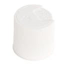 28/410 White Polypropylene Ribbed Dispensing Disc-Top Cap with 0.343" Orifice
