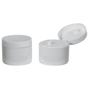 28/410 White Ribbed Snap-Top Dispensing Cap with 0.125" Orifice