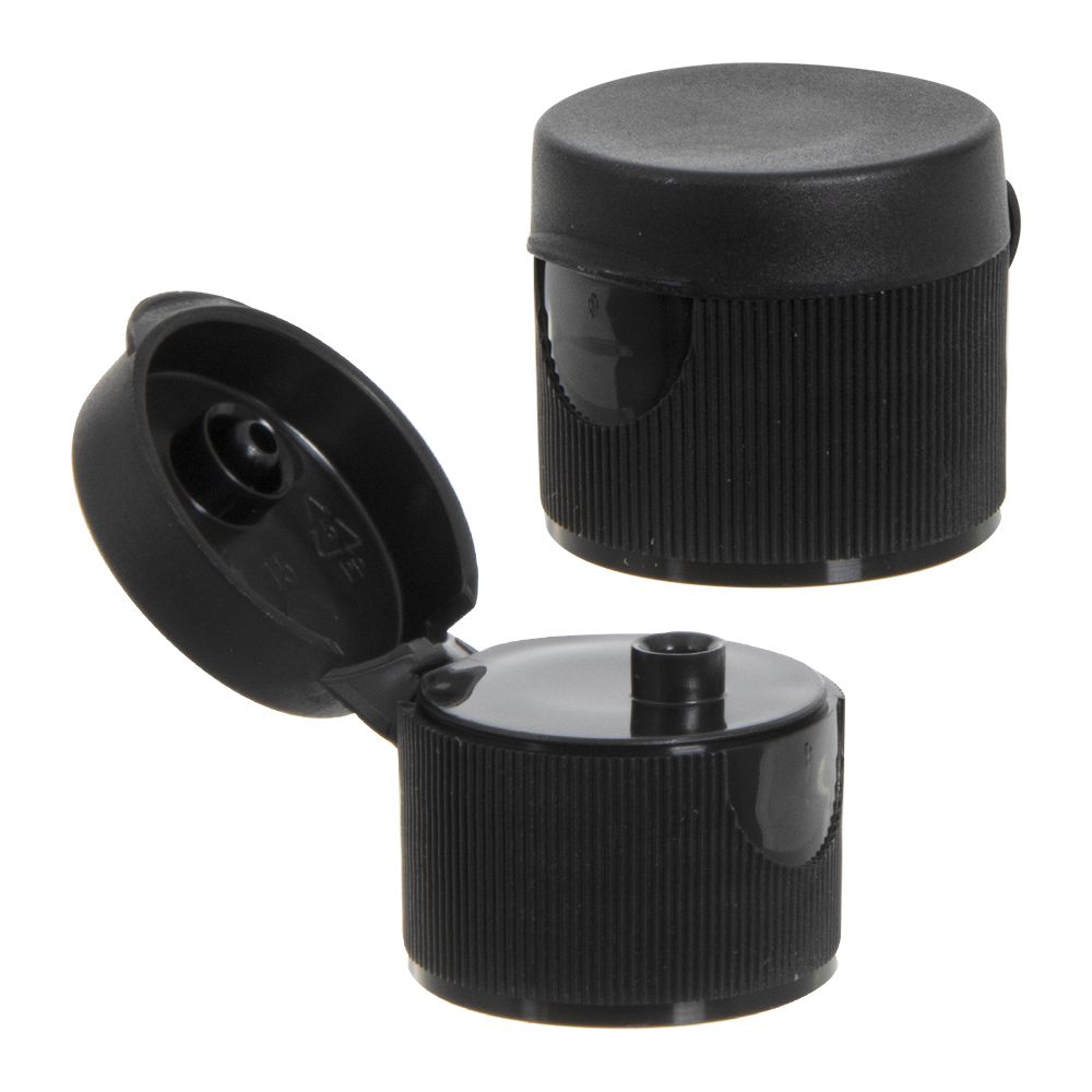 38/400 Black Ribbed Snap-Top Dispensing Cap with 0.5