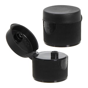 20/410 Black Ribbed Snap-Top Dispensing Cap with 0.125" Orifice