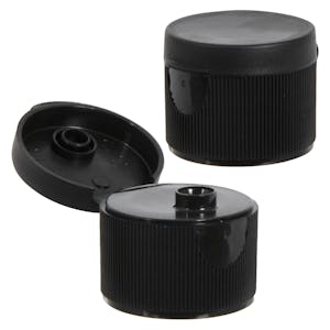 28/410 Black Ribbed Snap-Top Dispensing Cap with 0.25" Orifice
