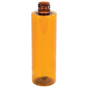 8 oz. Amber PET Cylinder Bottle with 24/410 Neck  (Cap Sold Separately)
