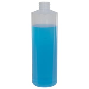 16 oz. Natural LDPE Cylindrical Bottle with 28/410 Neck  (Cap Sold Separately)
