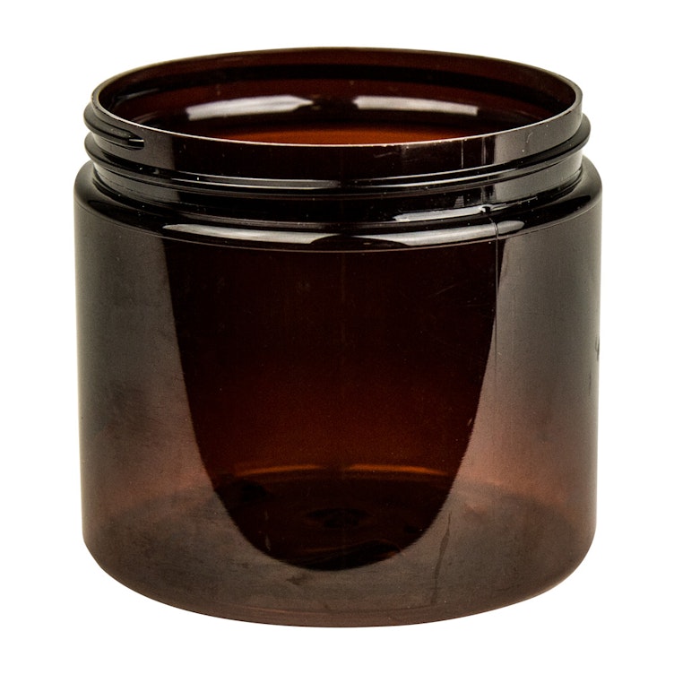 16 oz. Amber PET Straight-Sided Round Jar with 89/400 Neck (Cap Sold Separately)