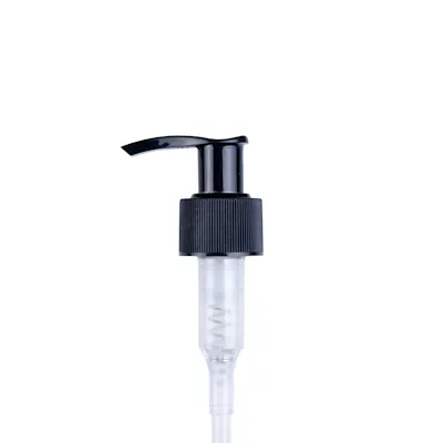 24/410 Black Ribbed Lock-up Lotion Pump with 6-1/16" Dip Tube