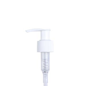 24/410 White Ribbed Lock-up Lotion Pump with 8-3/4" Dip Tube