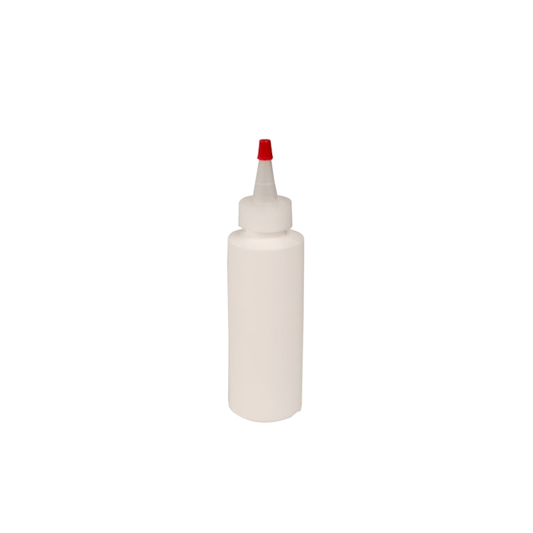 4 oz. White HDPE Cylindrical Sample Bottle with 24/410 Natural Yorker Dispensing Cap