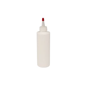 8 oz. White HDPE Cylindrical Sample Bottle with 24/410 Natural Yorker Dispensing Cap
