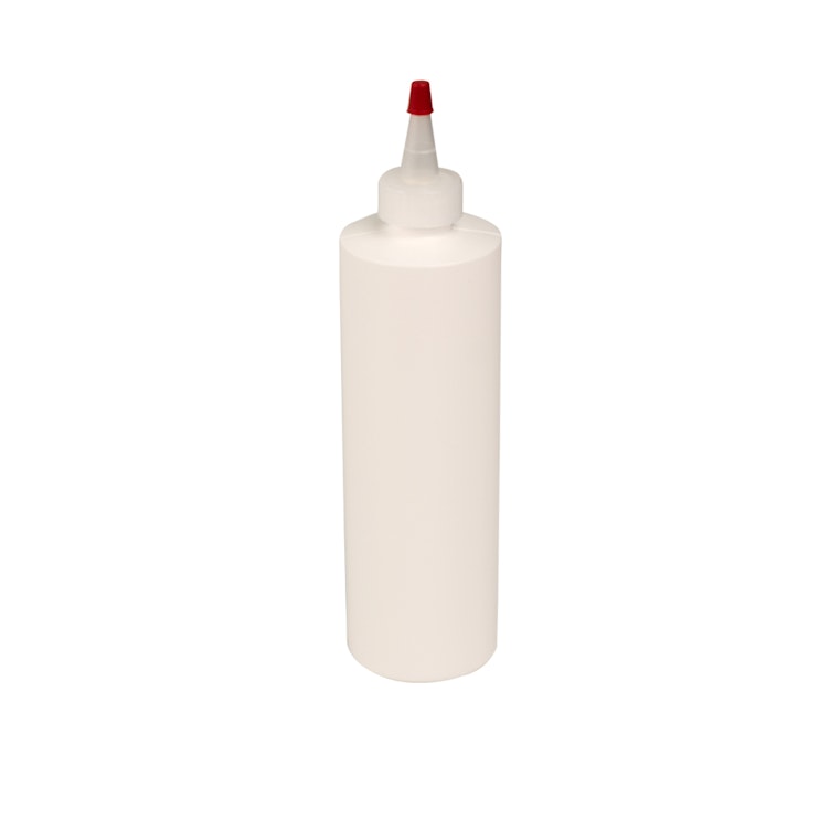 12 oz. White HDPE Cylindrical Sample Bottle with 24/410 Natural Yorker Dispensing Cap