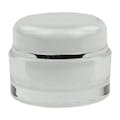 30mL Clear Acrylic/White Polypropylene Silver Trimmed Round Jar with Cap & PE Disc Liner