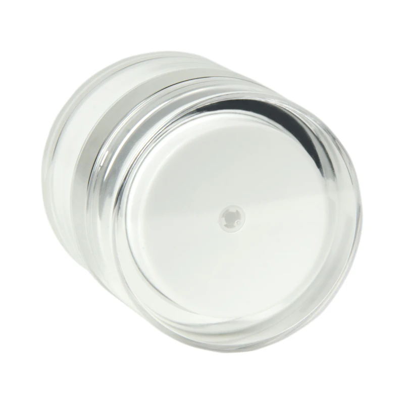 15mL White Acrylic Airless Round Jar with 51mm Cap & Silver Closure