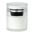 50mL White Acrylic Airless Round Jar with 58mm Cap & Silver Closure
