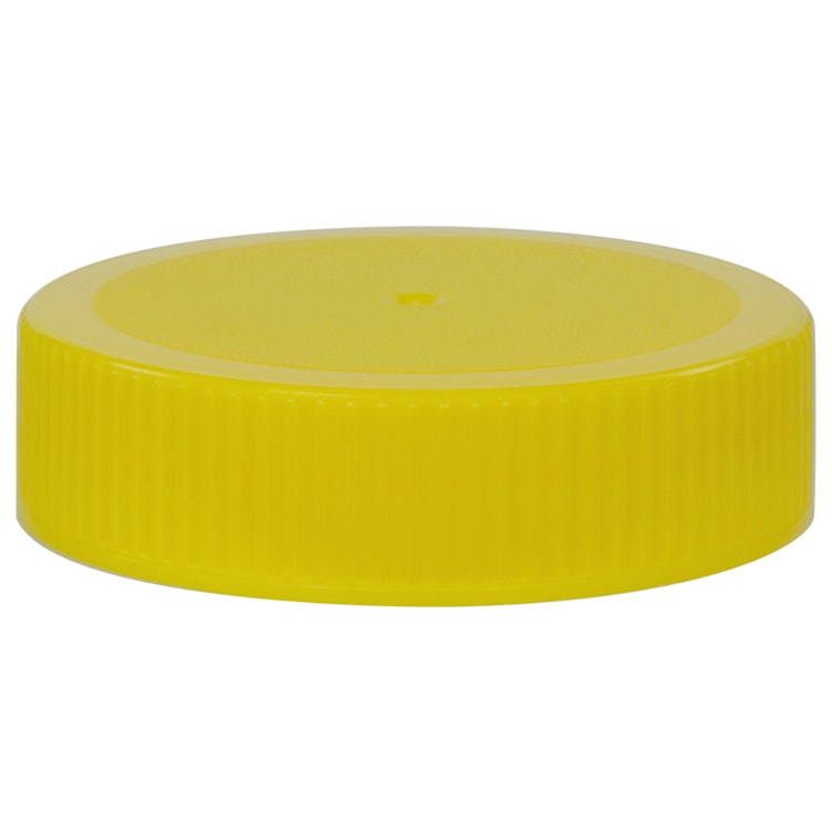 63/400 Yellow Polyethylene Unlined Ribbed Cap