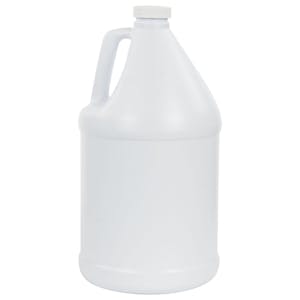1 Gallon White HDPE Round Jug with 38/400 White Ribbed Cap with F217 Liner