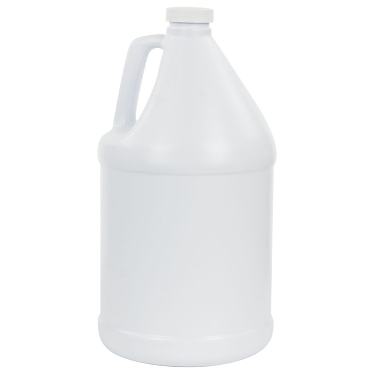 1 Gallon White HDPE Round Jug with 38/400 White Ribbed Cap with F217 Liner