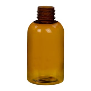 2 oz. Clarified Amber PET Squat Boston Round Bottle with 20/410 Neck (Caps Sold Separately)