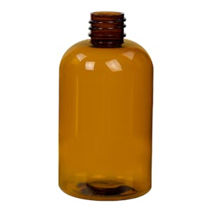 4 oz. Clarified Amber PET Squat Boston Round Bottle with 20/410 Neck (Cap Sold Separately)